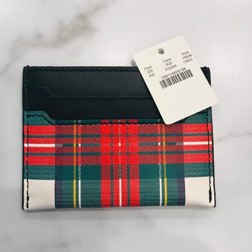 J.CREW Leather Plaid Tartan Card Holder Wallet - Picture 6 of 6
